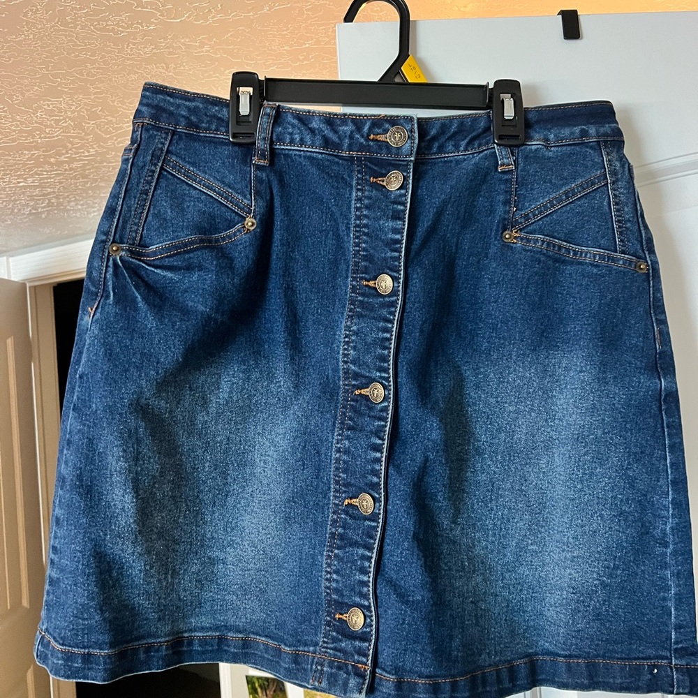 Denim Button-Front Skirt
